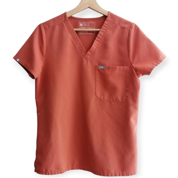 Figs Catarina One Pocket Short Sleeve Scrub Top Limited Edition Orange Small - Picture 1 of 13